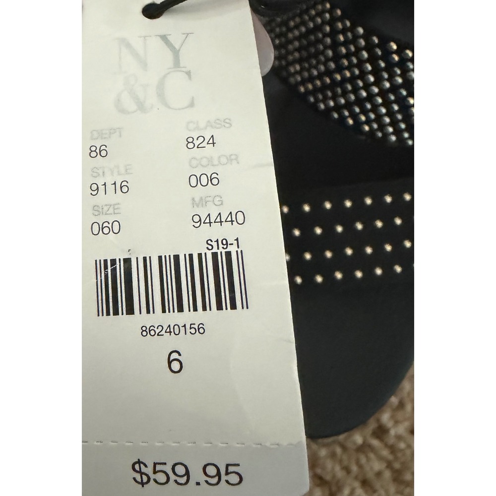 New York & Company Women Black Studded Strappy Block Heel Sandals 9116 Size 6 - Picture 5 of 9